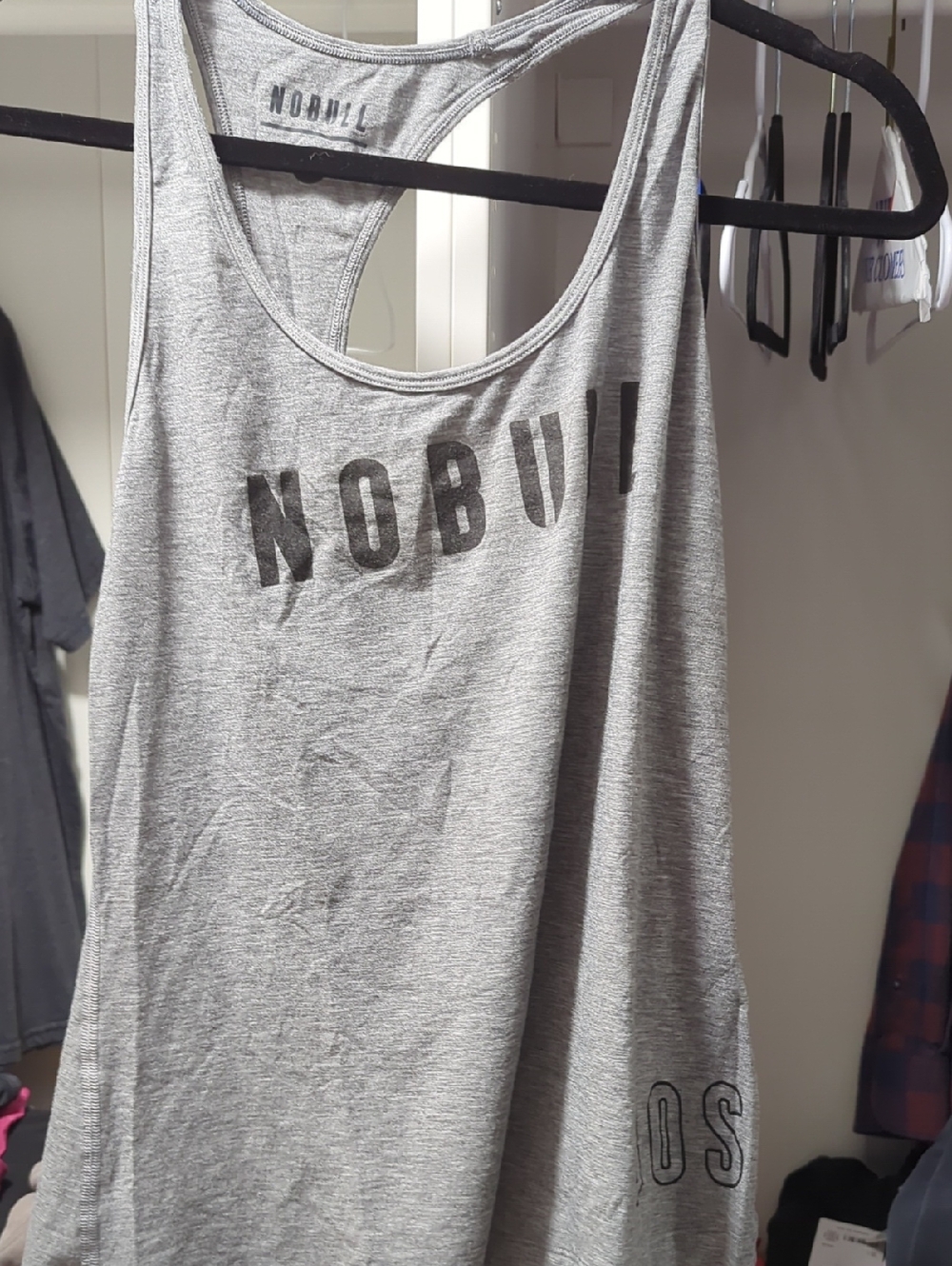 NOBULL Heather Gray Women's Racerback Tank with Chest Logo